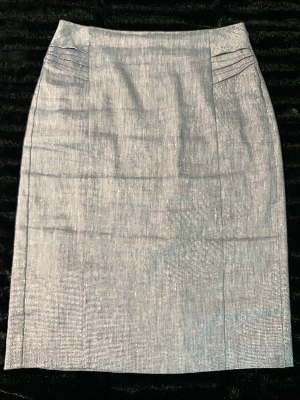 Express Light Blue Pencil Skirt with Pleat Accents